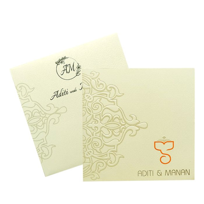 White Embossed Box Invitation Card-King of Cards