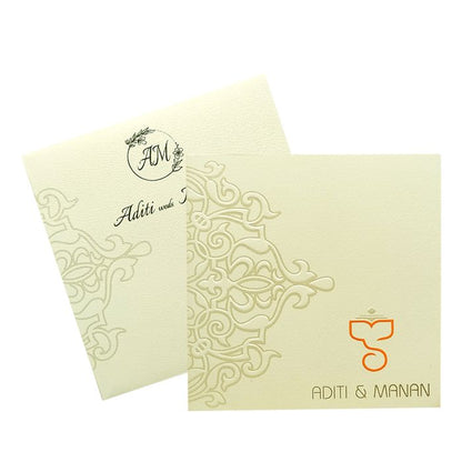 White Embossed Box Invitation Card-King of Cards