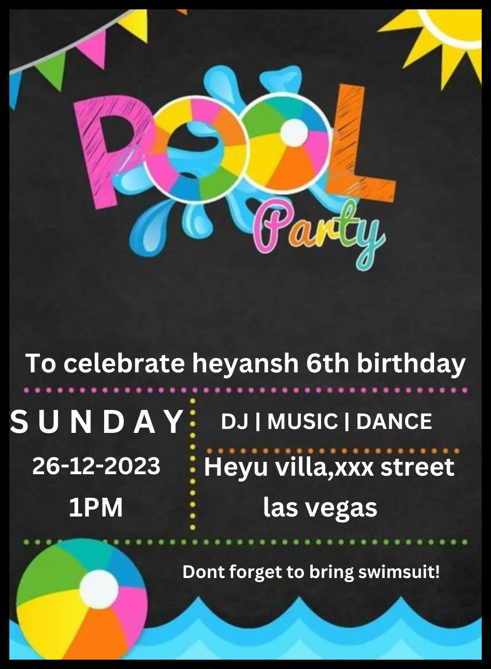 Beach Ball Pool Party Invitation-King of Cards