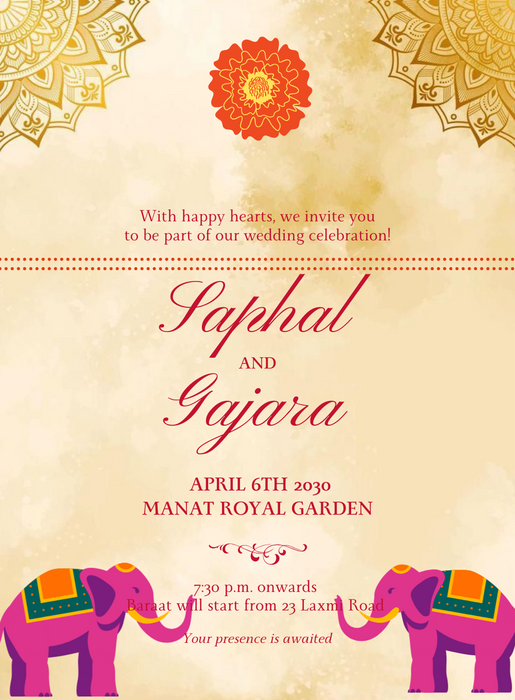 Beautiful Floral Hindu Wedding Invitation-AAHWI010