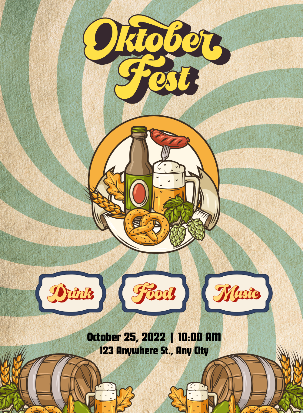 Beige Barrel Oktoberfest Invitation-King of Cards