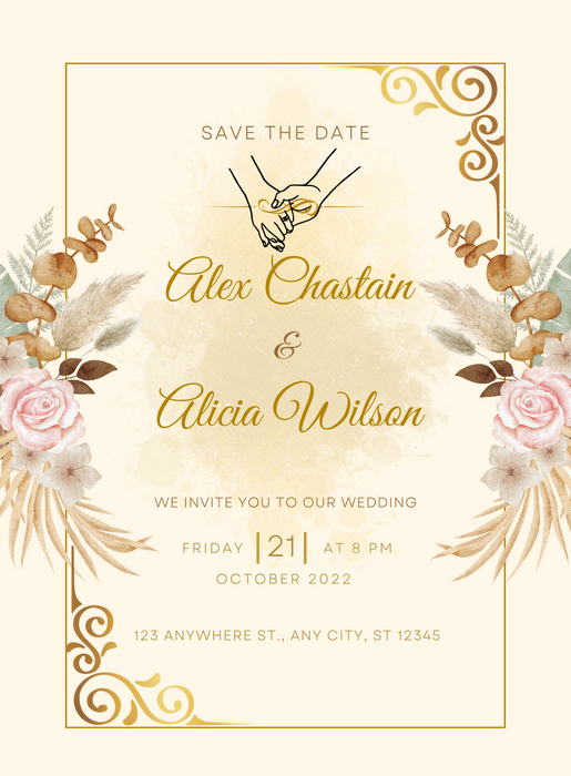 Beige Border Save the date Invitation-King of Cards