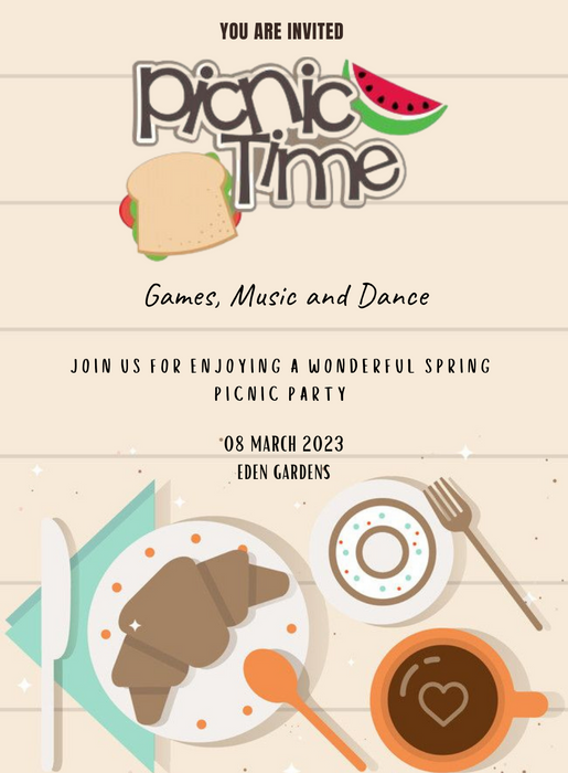 Beige Drinks Picnic Invitation-King of Cards