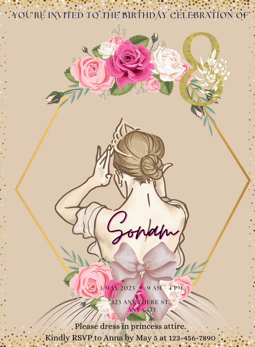 Beige Frame Princess Invitation-AAPNC008