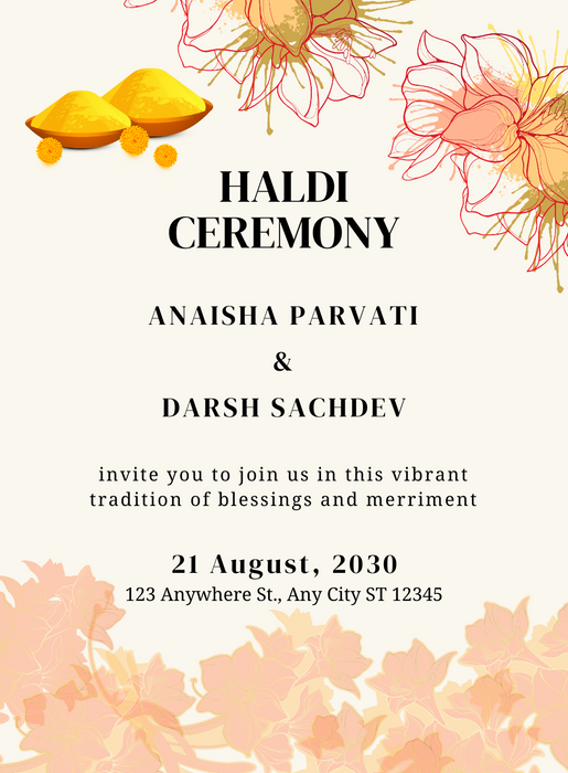 Beige Girl Haldi Ceremony Invitations-King of Cards