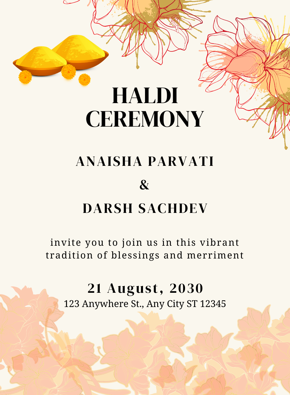 Beige Girl Haldi Ceremony Invitations-King of Cards