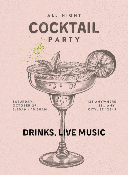 Beige Lemon Cocktail Party Invitations-King of Cards