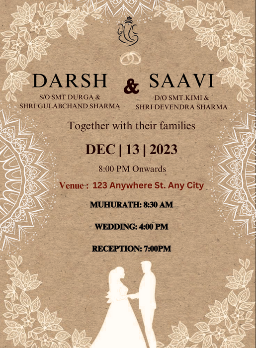 Beige Tradition Lagna Patrika Invitations-King of Cards