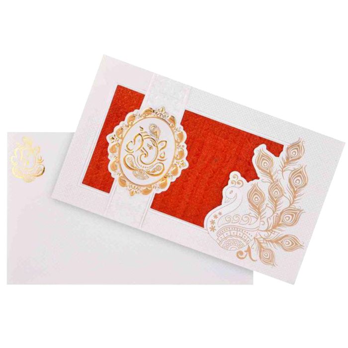 Lovely Peacock Shading With Hand Made Material Wedding Card - KNK30480-King of Cards