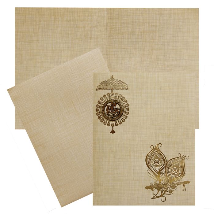 Sandal Jumbo Metallic Peacock Feather And Ganesha Sticker-KNK50151-King of Cards