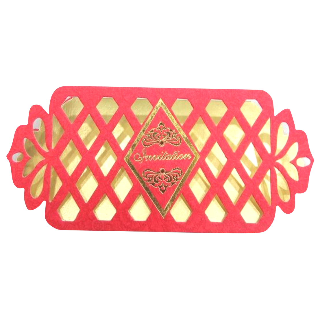 Charming Cut Design With Red Shaded Wedding Card - KNKSP729
