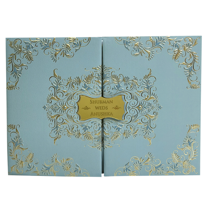 Teal Blue Door Type Wedding Invitation Card-King of Cards