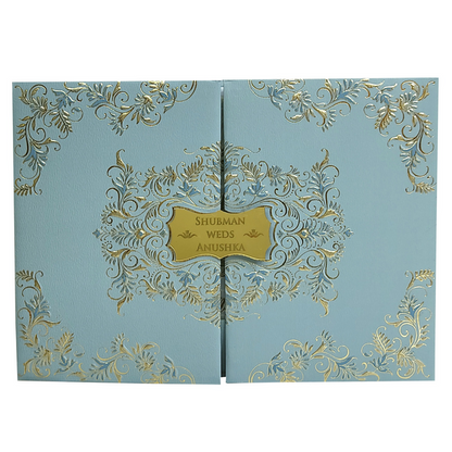 Teal Blue Door Type Wedding Invitation Card-King of Cards