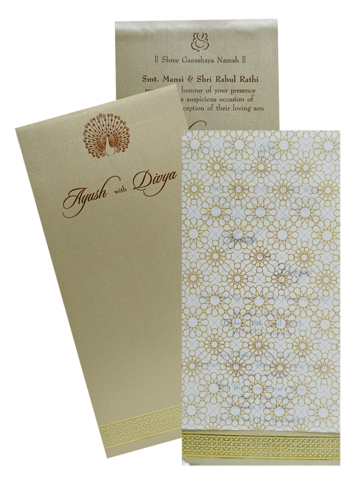 Beige Single Tracing Invitation Card-King of Cards
