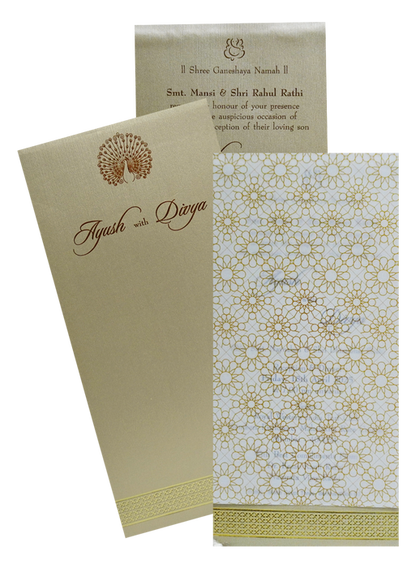 Beige Single Tracing Invitation Card-King of Cards