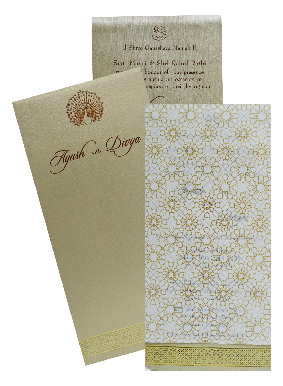 Beige Single Tracing Invitation Card-King of Cards