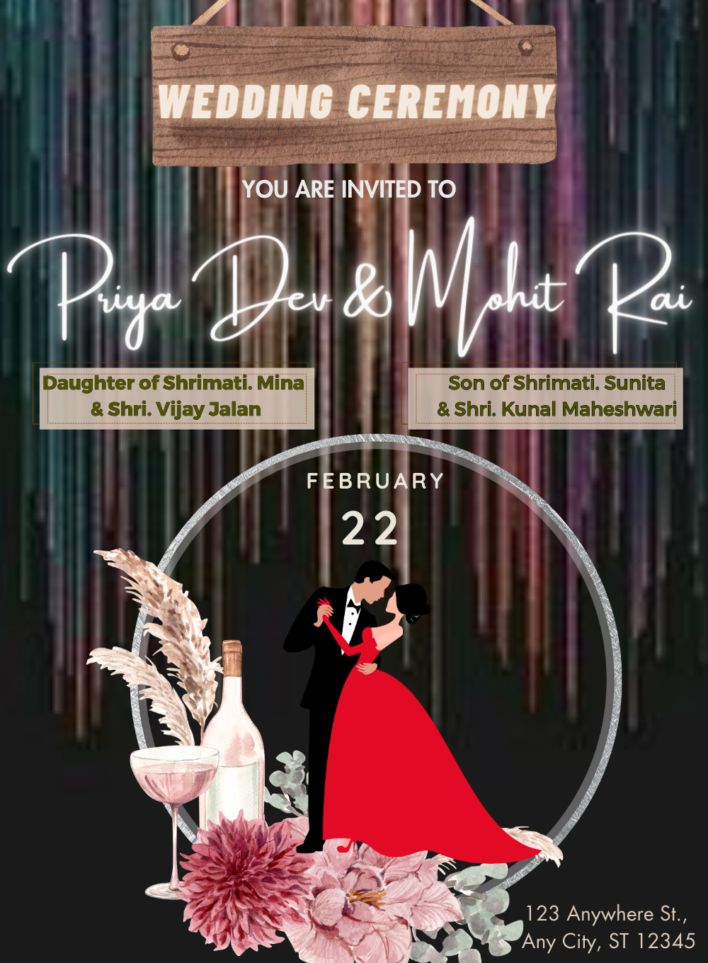 Black Arch Jain Wedding Invitations-King of Cards