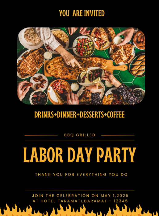 Black Barbeque labor day Invitation-King of Cards