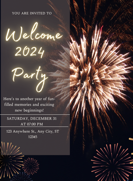 Blue Celebration New Year Eve Invitation-AANEW002
