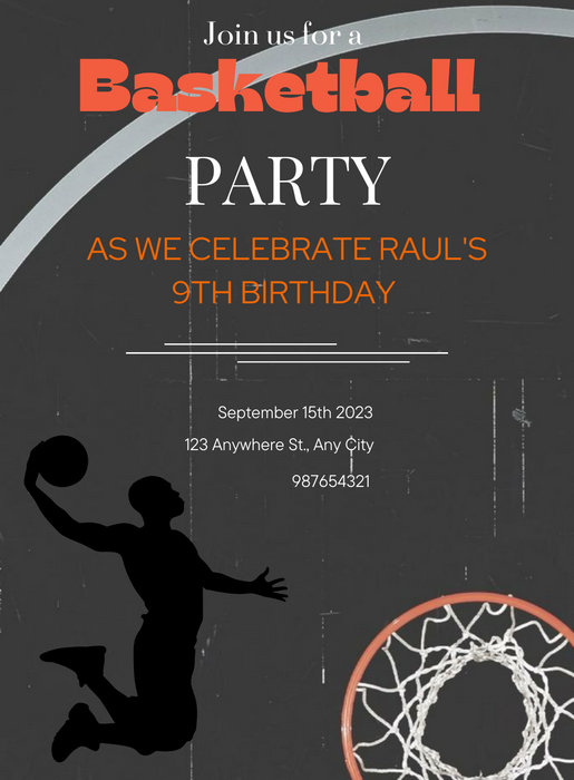 Black Basket basketball Invitation-King of Cards