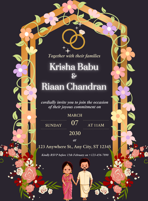 Black Border Marathi Wedding Invitations-King of Cards