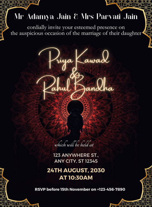 Black Buddha Jain Wedding Invitations-King of Cards