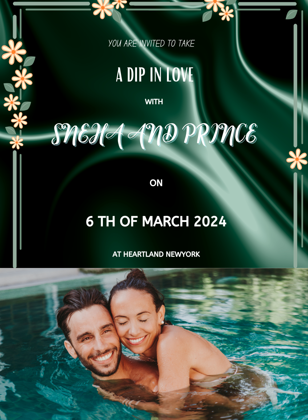Black Couple Pool Party Invitation-King of Cards