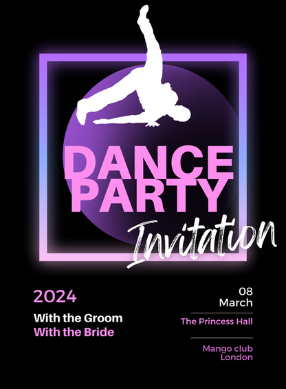 Black Disco Dance Party Invitation-AADPI012