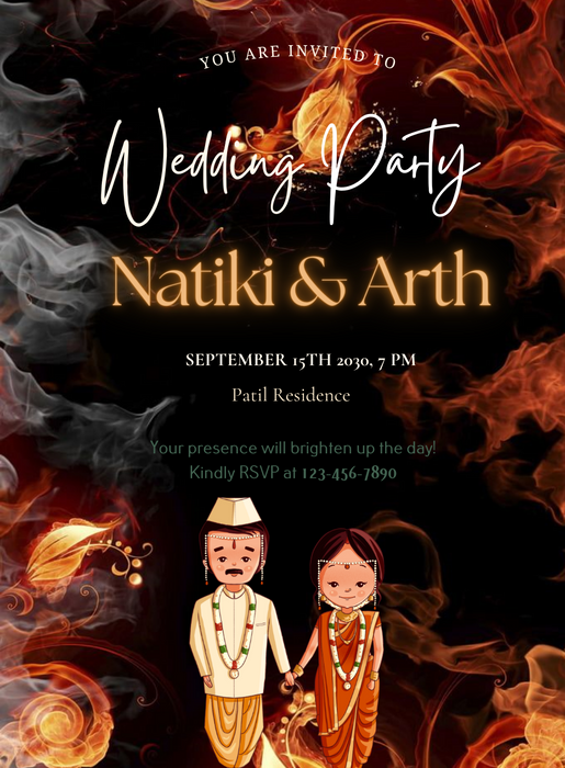 Black Fire Marathi Wedding Invitation-King of Cards
