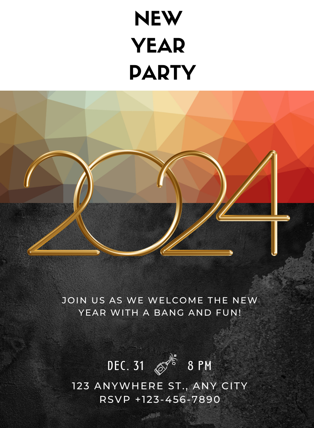 Blue Countdown New Year Eve Invitation-AANEW010