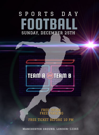 Black Hot Football Invitation-AABLL002