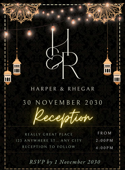 Black Lamp Reception Party Invitation-AARPI031
