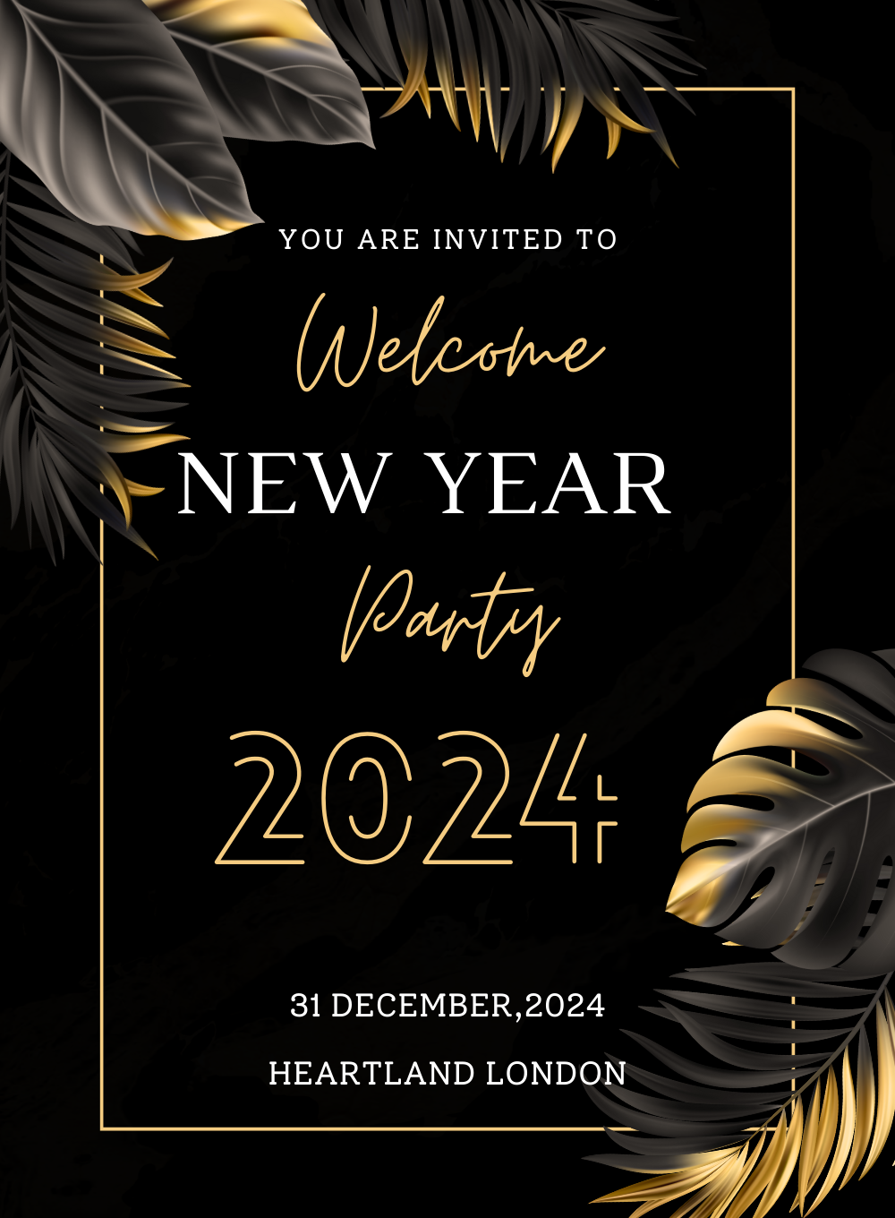 Blue Party New Year Eve Invitation-AANEW013