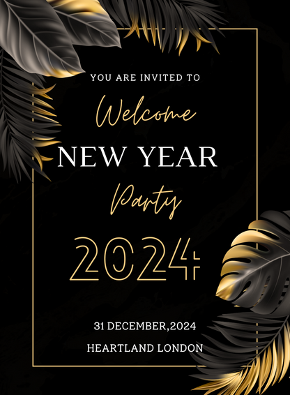 Blue Party New Year Eve Invitation-AANEW013