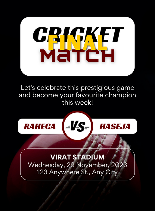 Black Match Cricket Invitation-AACRI003