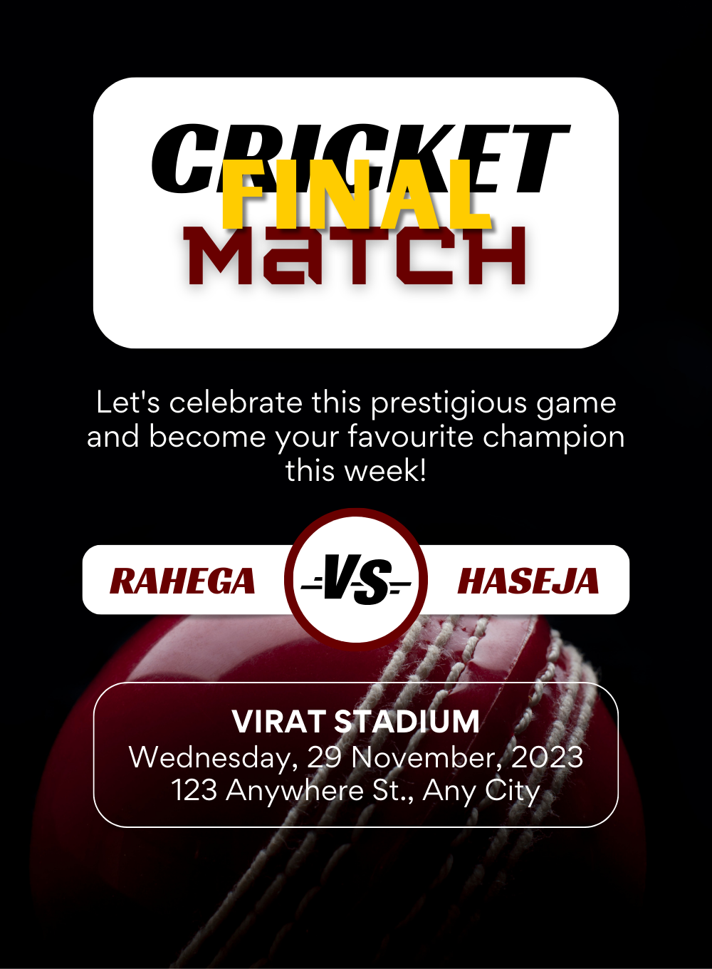 Black Match Cricket Invitation-AACRI003