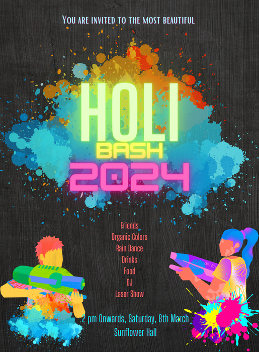 Black Pichkari Holi Invitation-AAHOL010