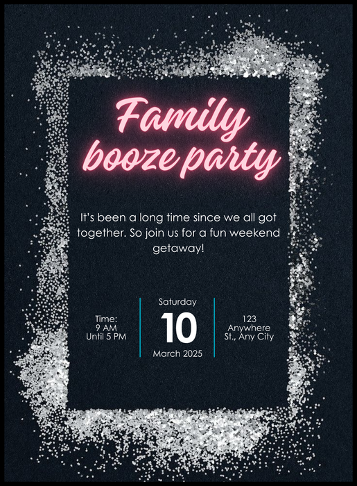 Black Sprinkles Family Booze Night Invitation-AAFOO003