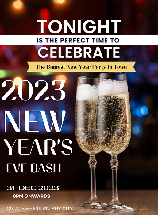 Golden Black New Year Party Invitation-AANYI017