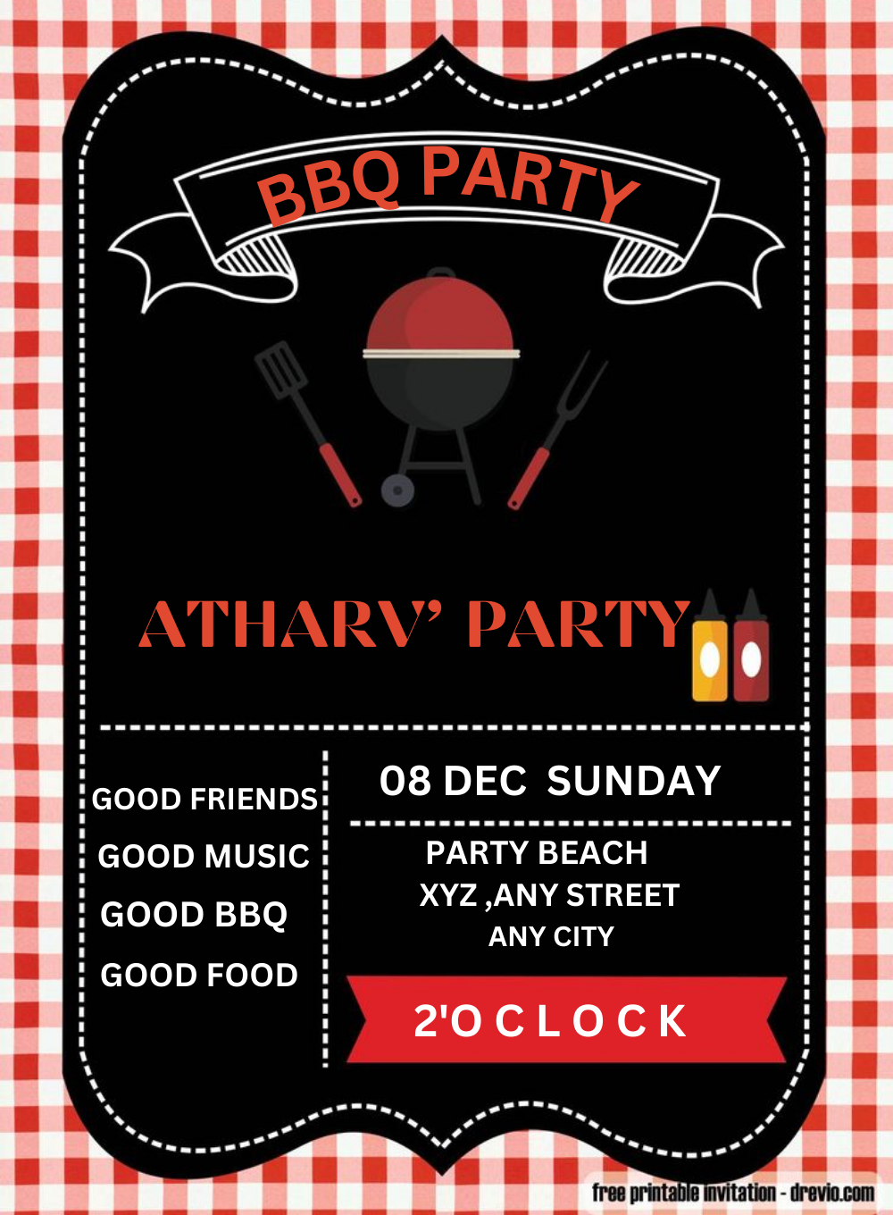 Black Tablecloth Barbeque Party-AABBQ013