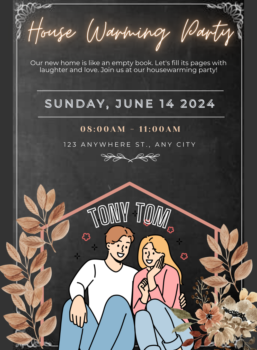 Black Theme Housewarming Invitation-AAHMI0010