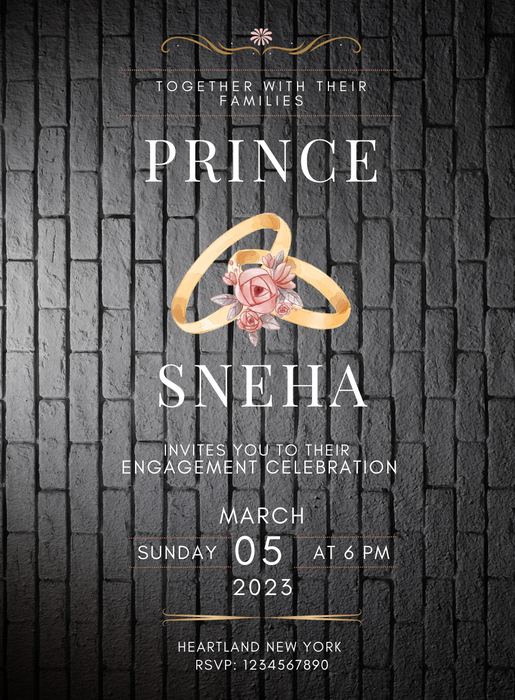 Black Wall Engagement Invitation-AAEGI021