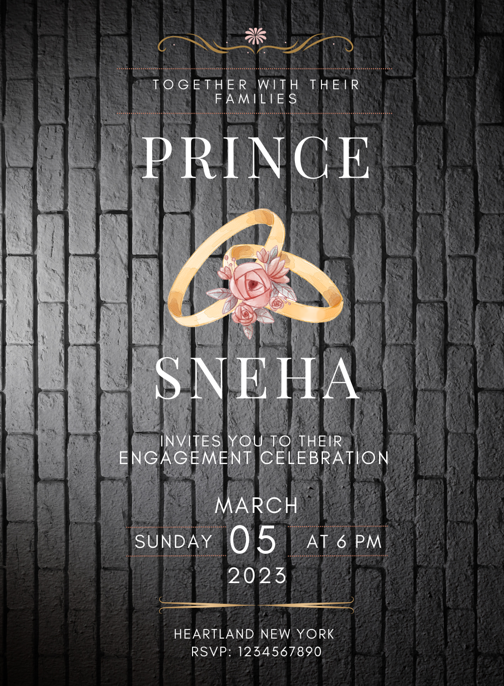 Black Wall Engagement Invitation-AAEGI021