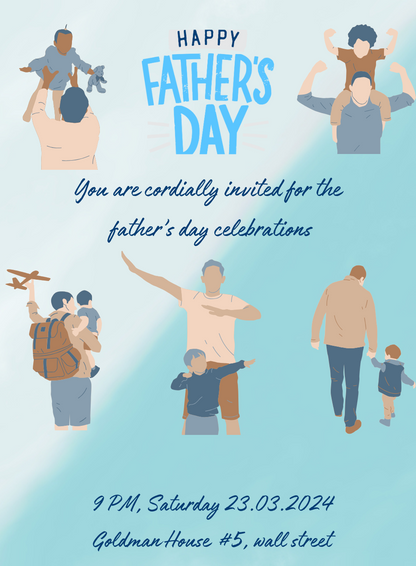 Blue Affection Fathers day Invitation-AAFAT006