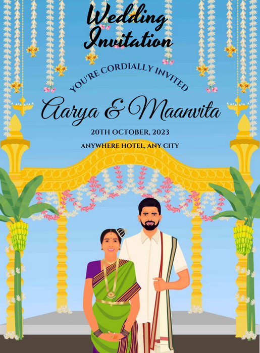 Blue Banana Traditional Wedding Invitation-AATWI010