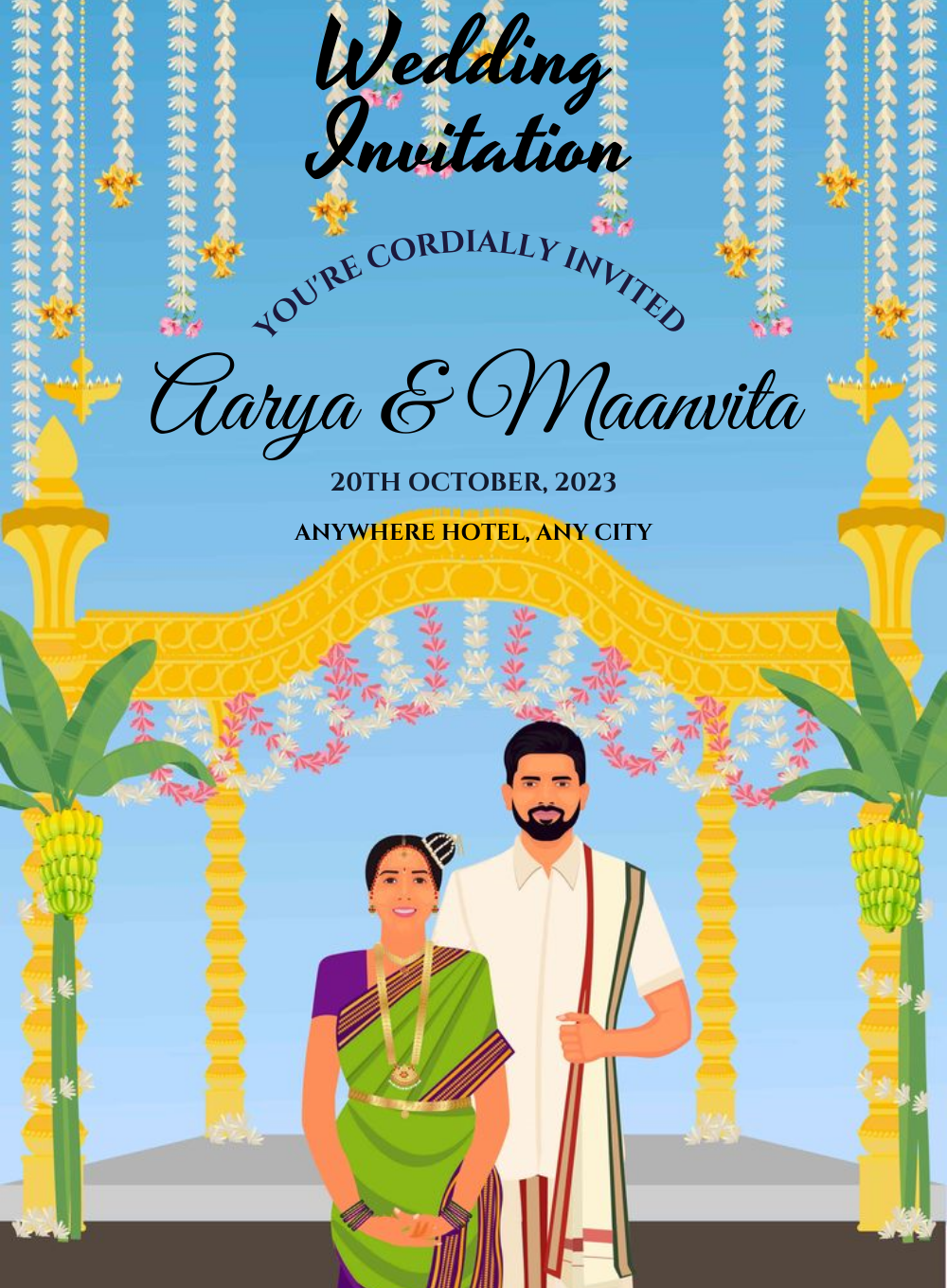 Blue Banana Traditional Wedding Invitation-AATWI010