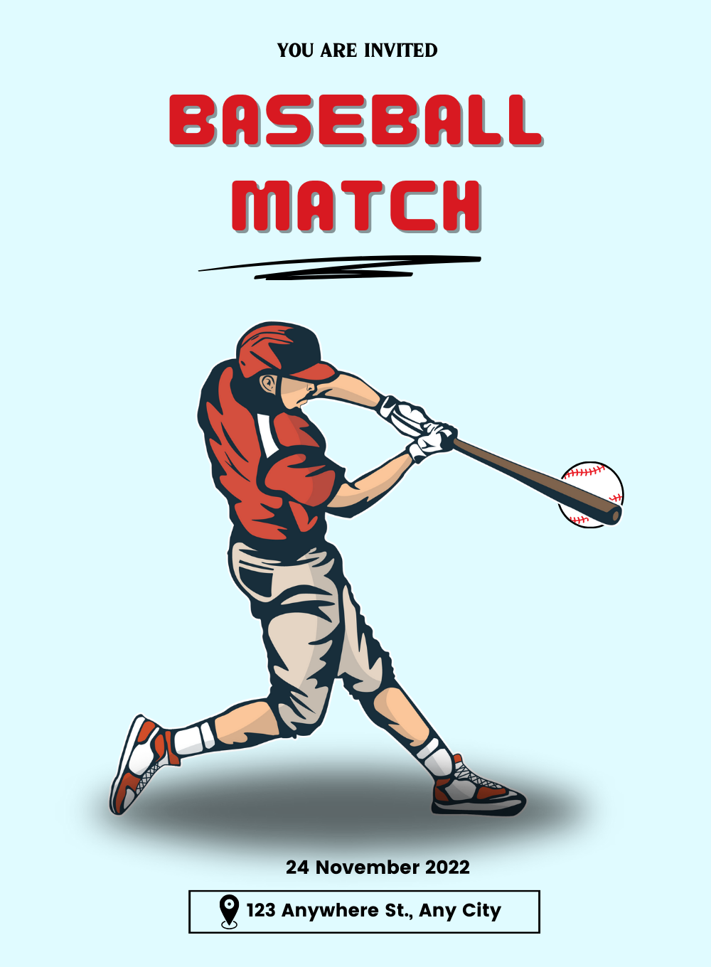 Blue Bat baseball Invitation-AABAS003