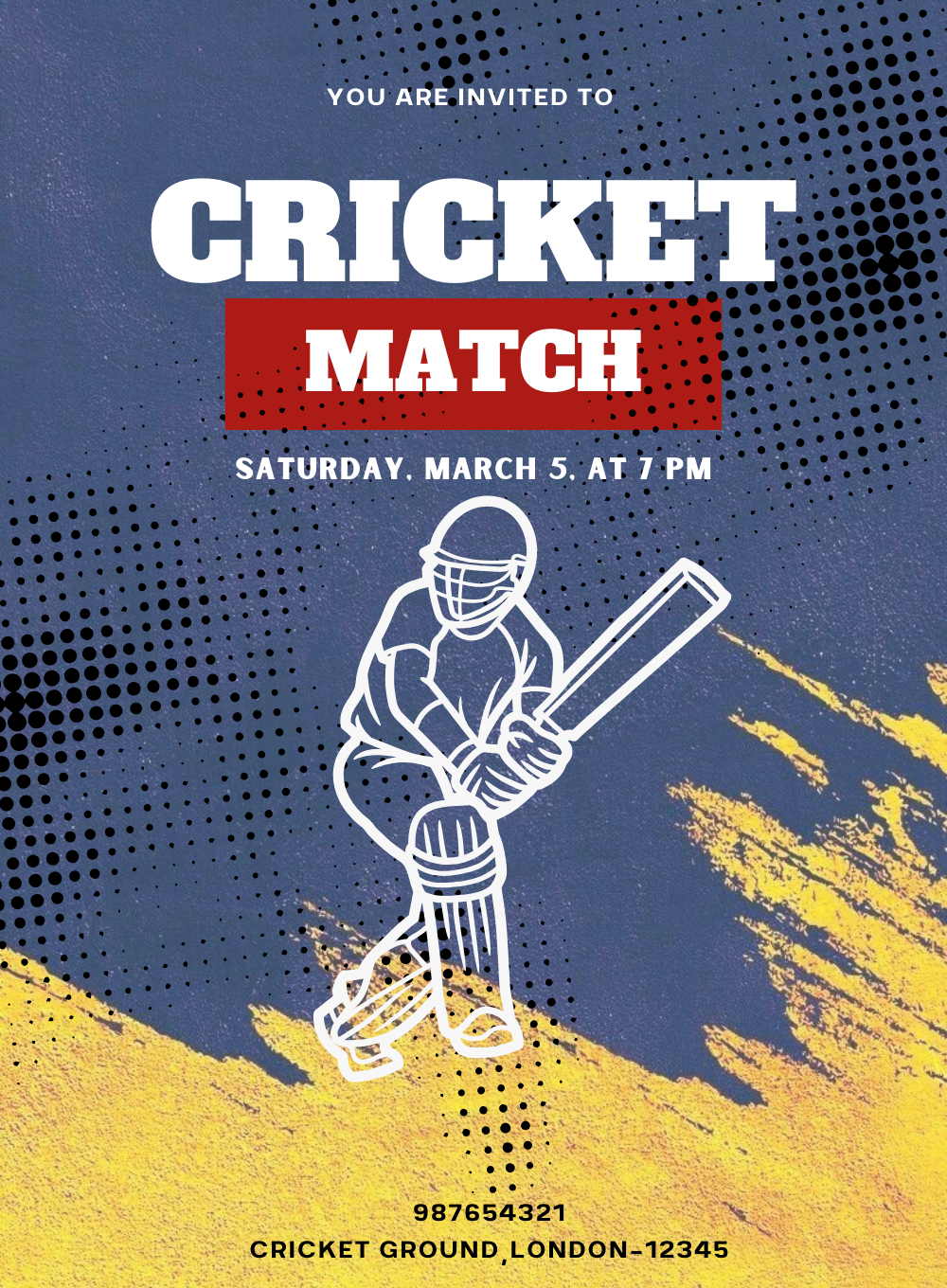 Blue Bat Cricket Invitation-AACRI001