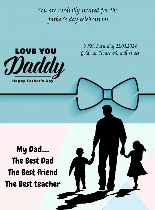 Blue Bow Fathers day Invitation-AAFAT004