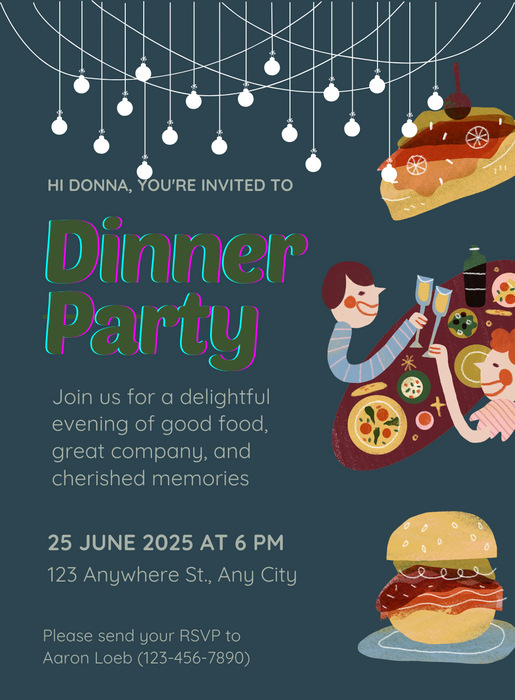 Blue Bulb Dinner Party Invitation-AADNI017